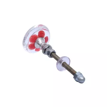 Red Flower Engraved Glass Cabinet Knobs